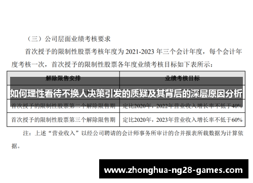 如何理性看待不换人决策引发的质疑及其背后的深层原因分析 如何理性看待不换人决策引发的质疑及其背后的深层原因分析